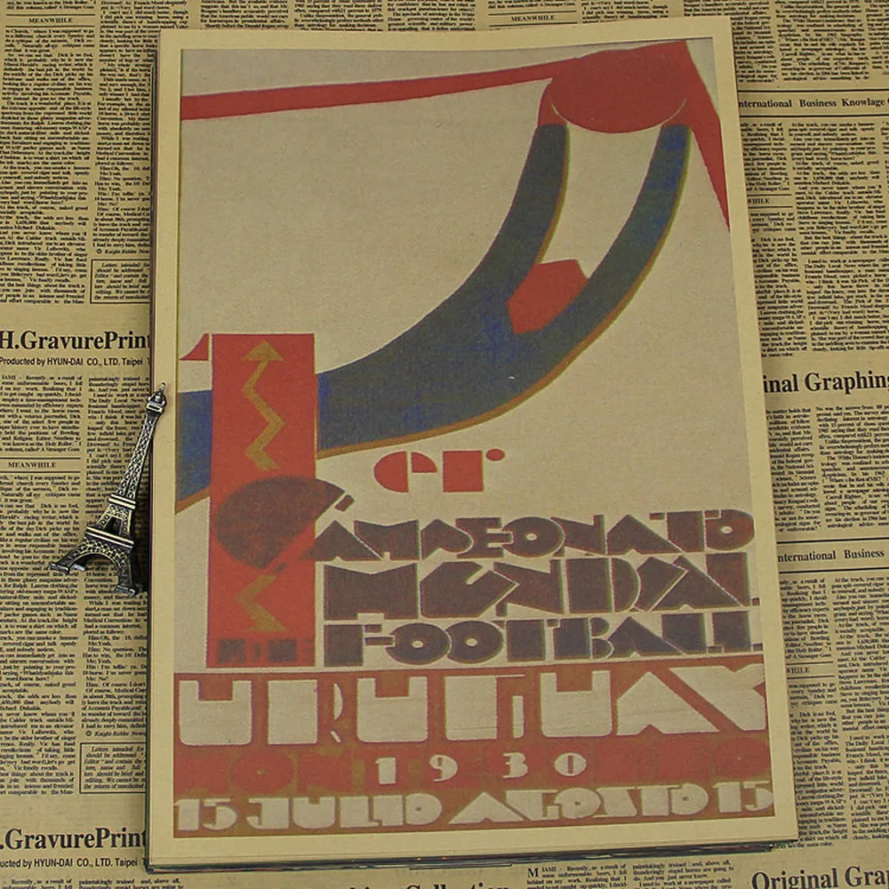 

Vintage"Uruguay World Football League 1930" Football Poster Home Decor Detailed Antique Wall Chart Retro Paper Matte Kraft Paper