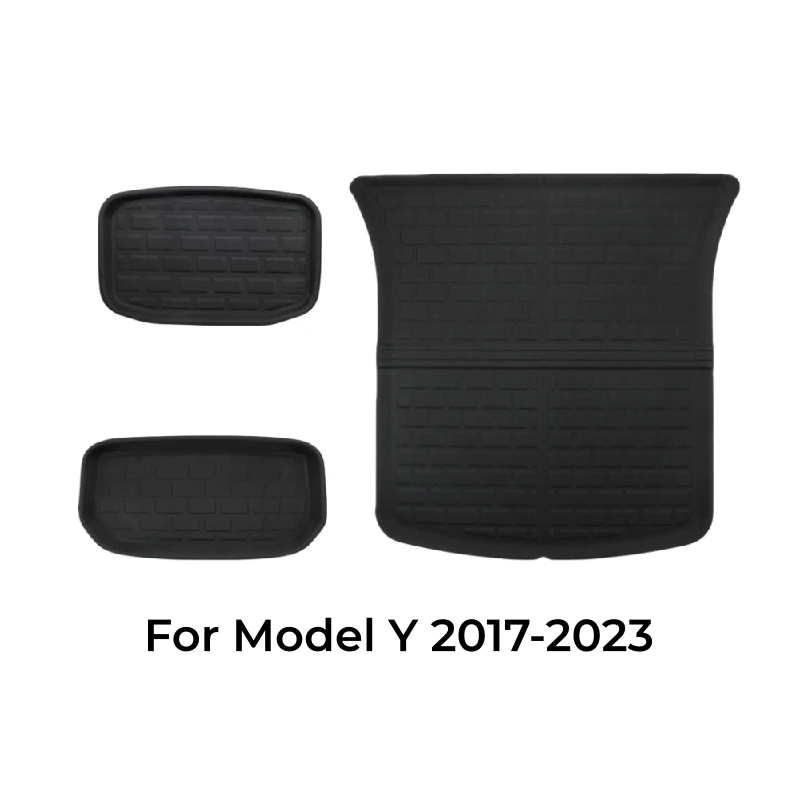 Ouvibyaz Floor Mats for Tesla Model Y 2020-2023, Soft Silicone Floor Mats -  Custom Fit, Waterproof, Non-Slip, Anti-Crease (Set of 3, Black)