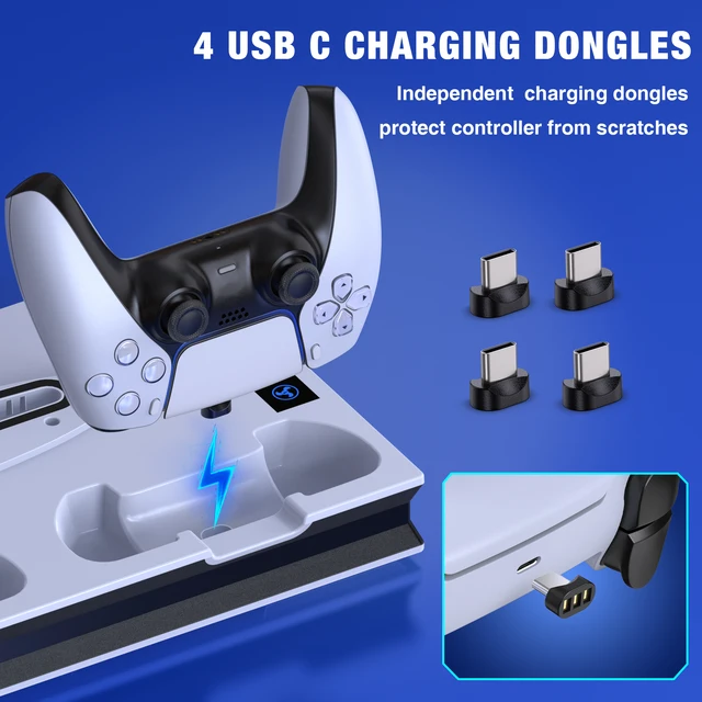 Vertical Stand For PlayStation Version PS5 Cooling Station with Two Dual Fast Charging USB