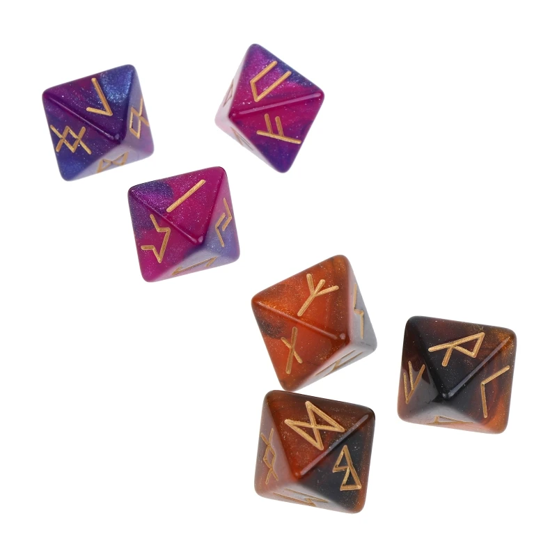 3 Pcs 8-Sided Rune Polyhedral Acrylic Astrological Board Game Divination Drop Shipping