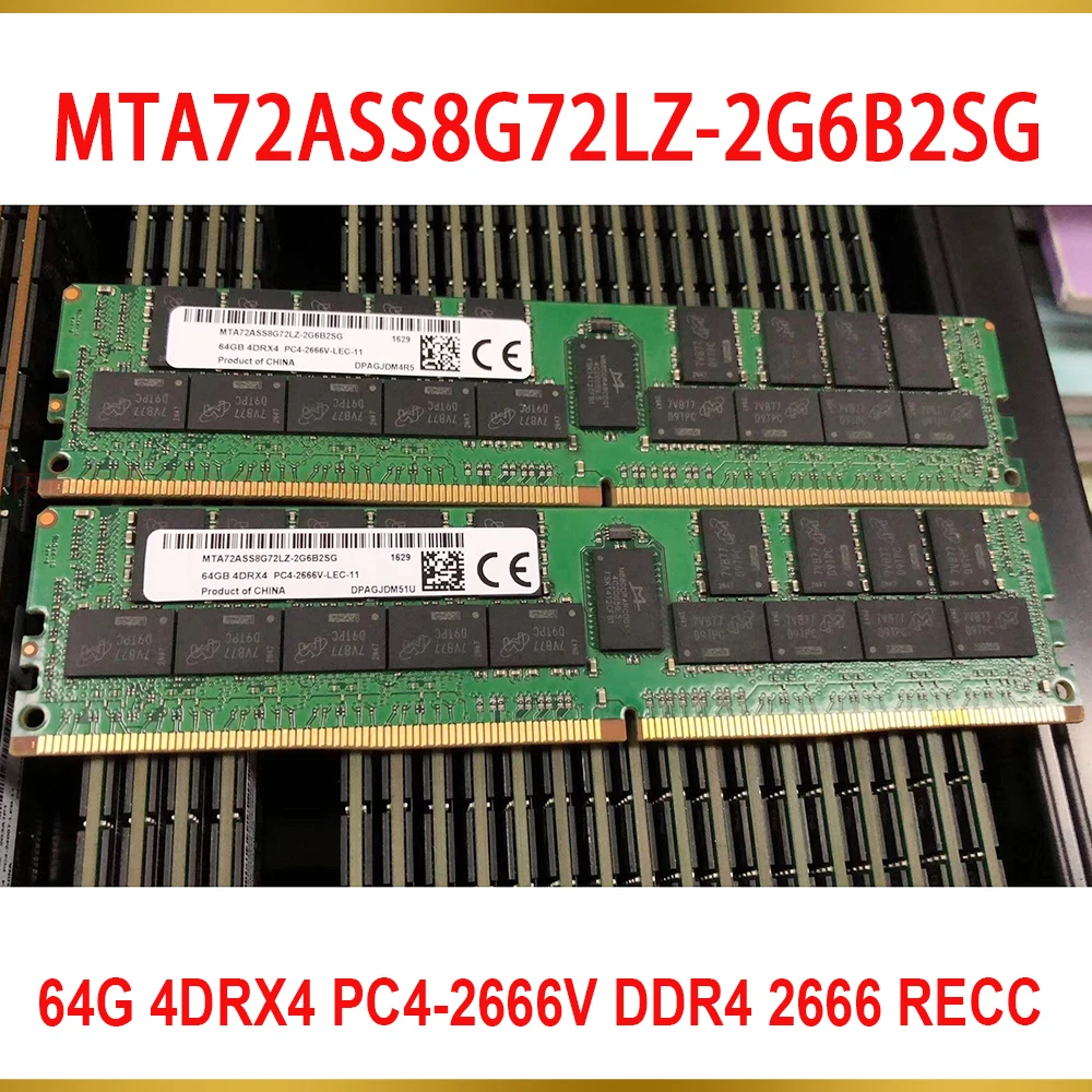 1Pcs For MT RAM 64GB 64G 4DRX4 PC4 2666V DDR4 2666 RECC MTA72ASS8G72LZ 2G6B2SG