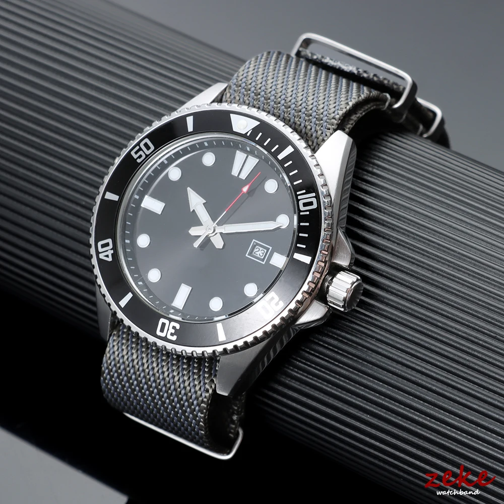 Army Green Ribbed Nylon Watch Strap - Military Sports Bracelet