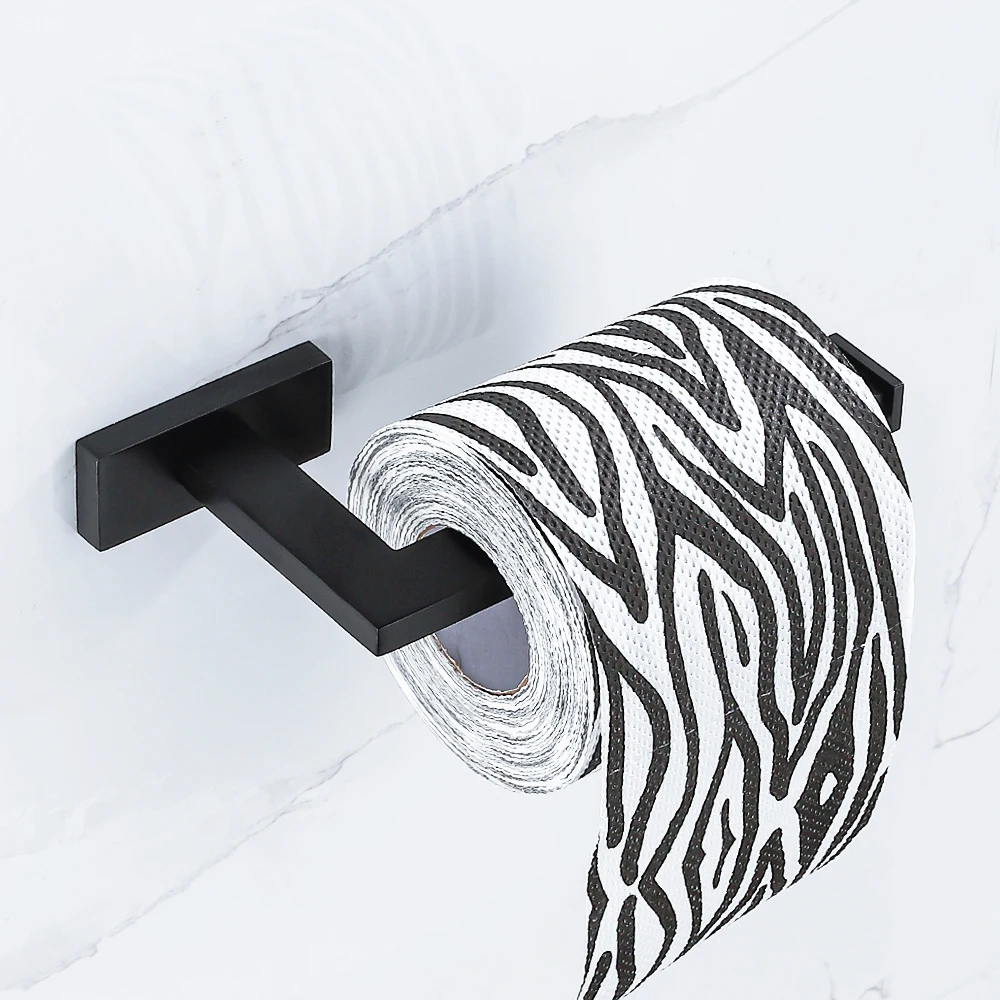 

Black Toilet Paper Holder Wall Mounted Tissue Hanger Kitchen Square Roll Rack Brass Hardwares Bathroom Accessories