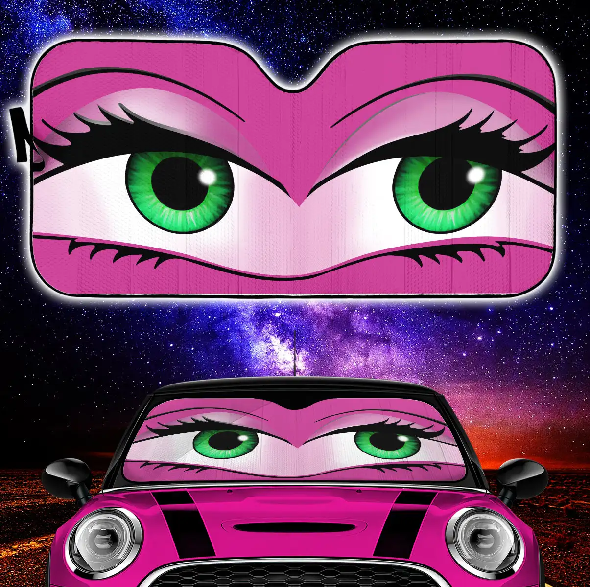 

Funny Cute Anime Lady Cartoon Girly Pink Car Auto Sunshades