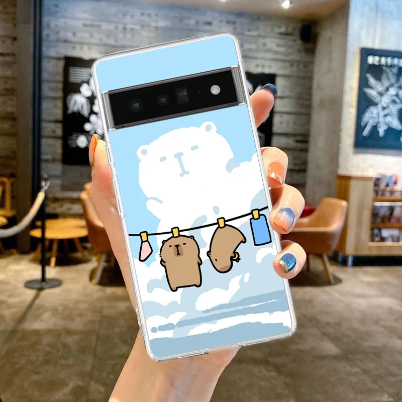 Anime Capybara Porpoise Transparent Phone Case - Soft TPU Clear Cover