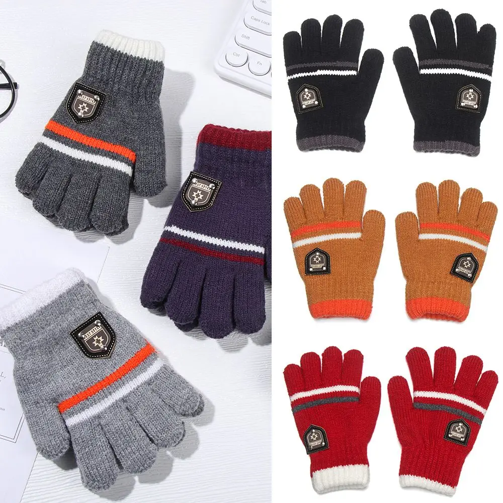 Outdoor Winter Children Soft Warm Thick Full Finger Mittens Kids Gloves Knitted Gloves