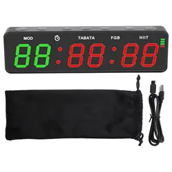 Portable Rechargeable Fitness Timer with HIIT Mode and Magnetic Mount (Black)