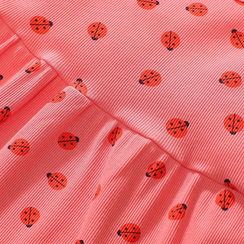 Ladybug Party Dress Children's Clothing 2025 Baby Girls Pink Dresses Cartoon Summer Holiday Dresses Kids Clothes