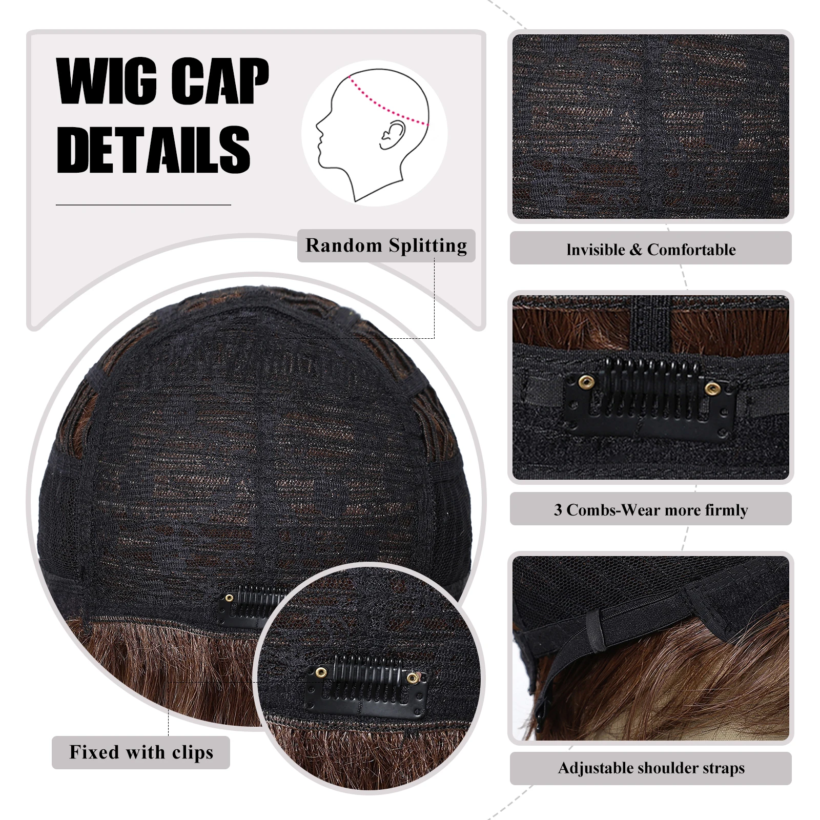 Blend Human Hair Blonde Brown Mixed Remy Human Hair Wigs Short Layered Bob Wig for White Women Machine Made Heat Resistant
