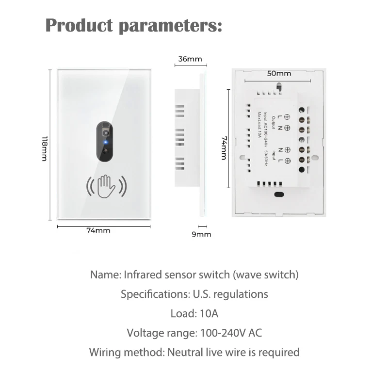 Neutro, Onda Sensor Infravermelho, Sem Toque, Painel