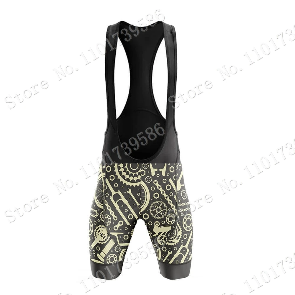 Bicycle Gears Mens Cycling Jersey Set Short Sleeve Ride Retro Clothing Men Road Bike Shirts Suit Bicycle Bib Pants Maillot