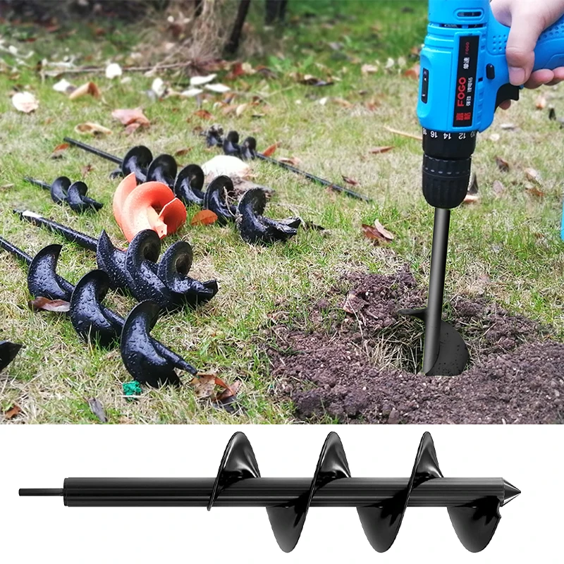 

4 Sizes Garden Auger Drill Bit Tool Spiral Hole Digger Ground Drill Earth Drill For Seed Planting Gardening Fence Flower Planter