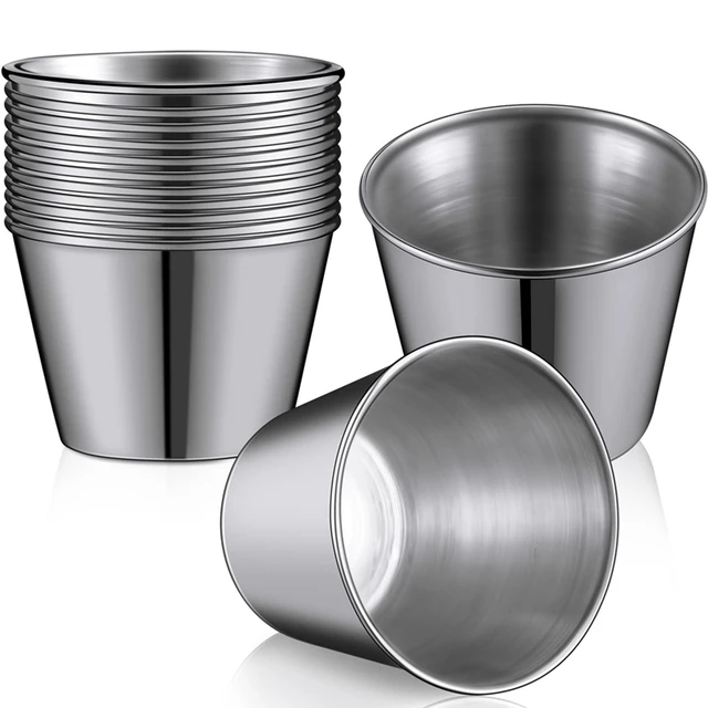 48 Packs 1.5Oz/45Ml Condiment Sauce Cups Stainless Steel Dipping Sauce Cups  Reusable Condiment Dishes - AliExpress