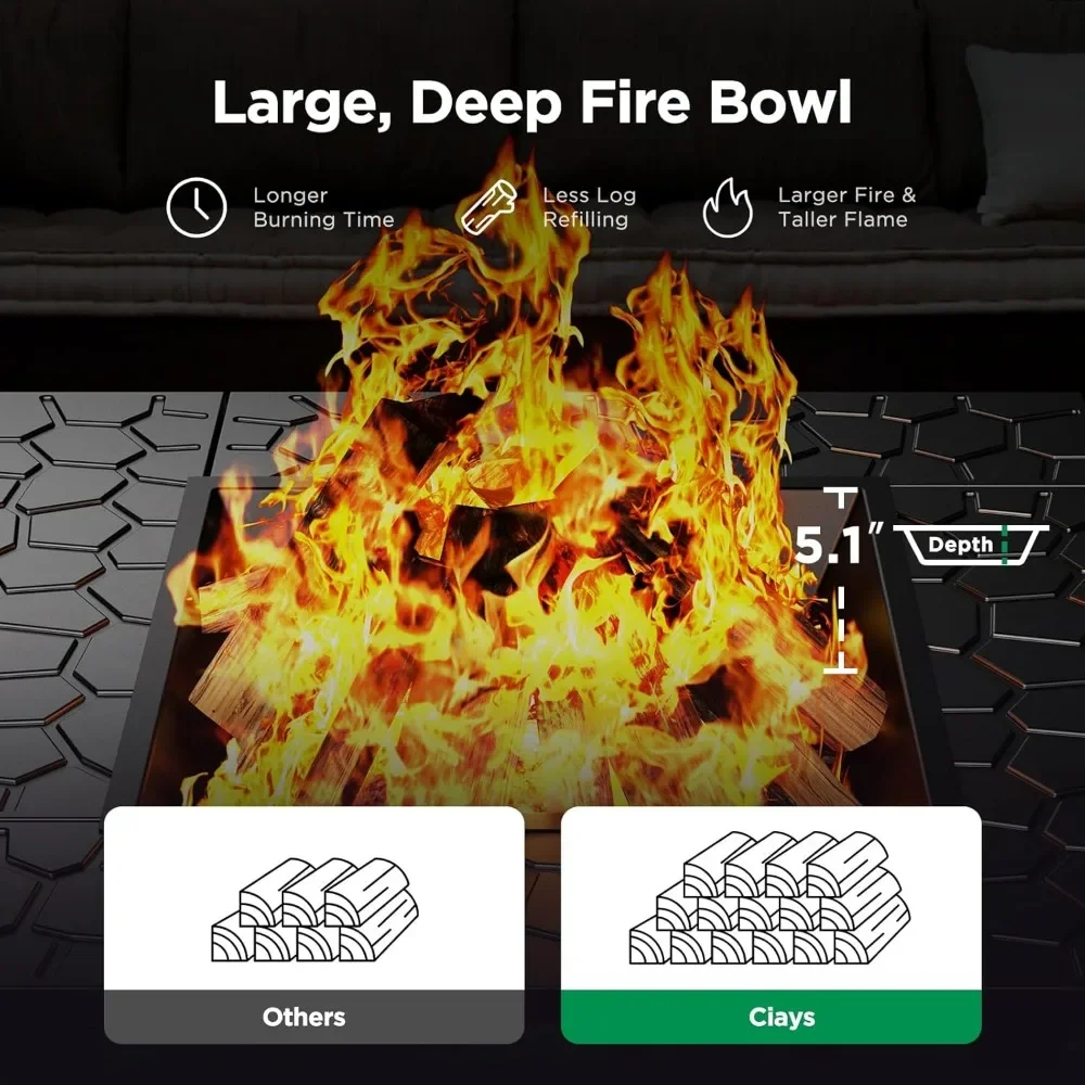 32 Inch 3-in-1 Multi-purpose Outdoor Fire Pit Table Spark Screen 22 Inch Fire Club Rain Cover