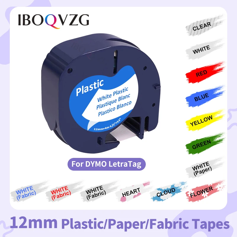 

IBOQVZG Compatible for Dymo LetraTag 91201 12267 91202 91203 91204 91205 91200 LT Tapes Multicolor For Dymo LT100H Label Maker