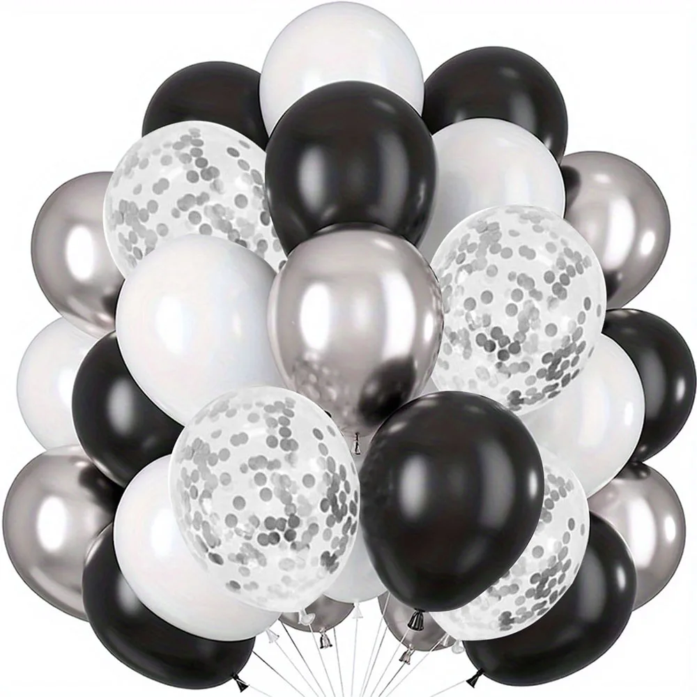 Birthday Balloons 40pcs Black And White Confetti For Graduation Ceremony Wedding Anniversary