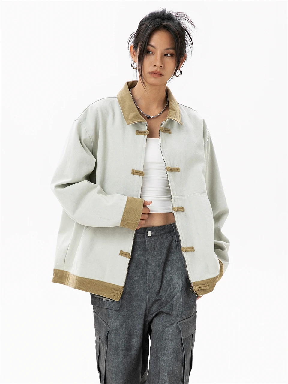 Oversized Womens Blazer - Stylish Chinese Style Jacket for 2024 Fashion Trends