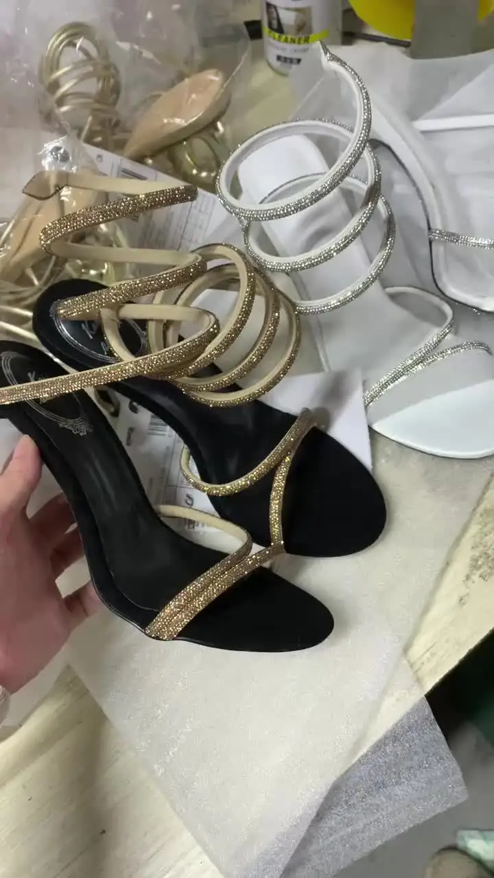 Crystal Stiletto Ankle Strap Sandals