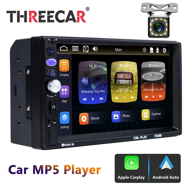 2+64G 9 inch Android Double Din Car Stereo with Apple Carplay Android Auto  Mirror Link Multimedia Player Touchscreen Radio with Bluetooth Split Screen