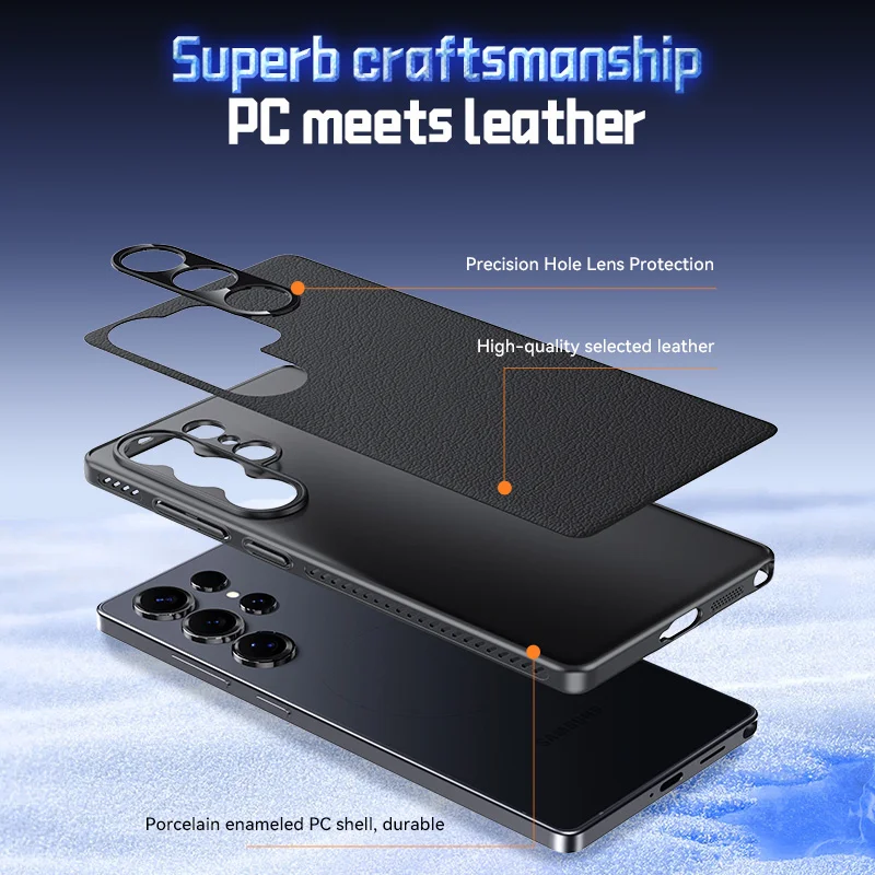 MagSafe Magnetic PU Leather Heat Dissipation Phone Case with Wireless Charging Cover