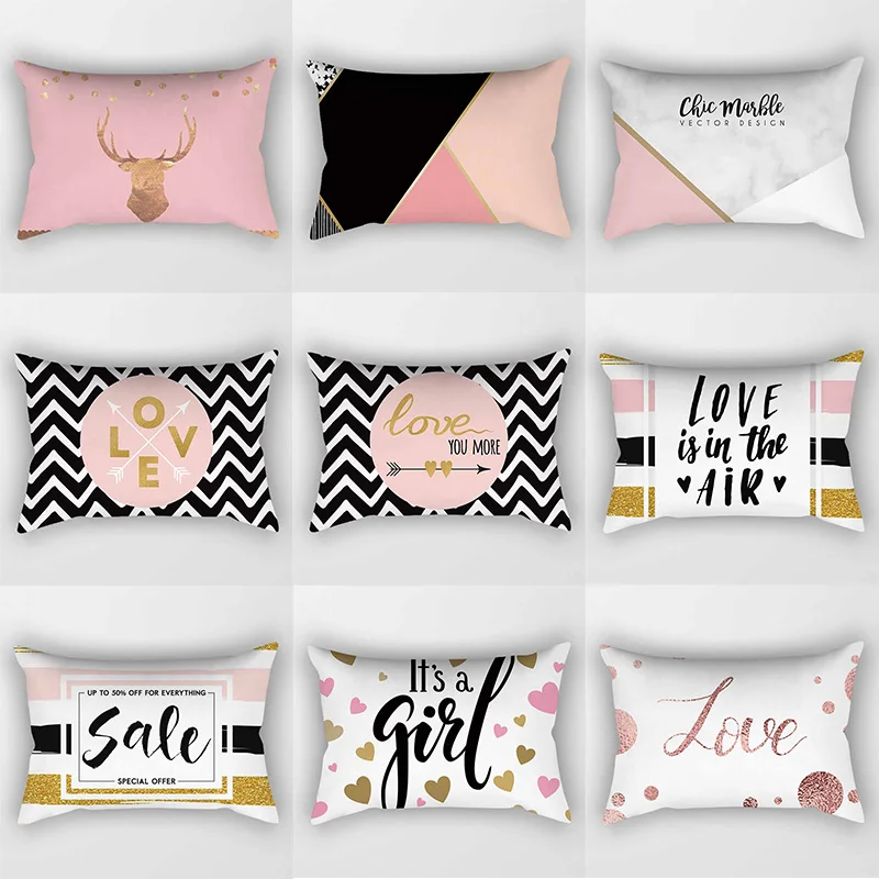 

The Theme of Love Pillow Covers High Quality Short Plush Velvet Rectangle Pillow Cases Four Sizes