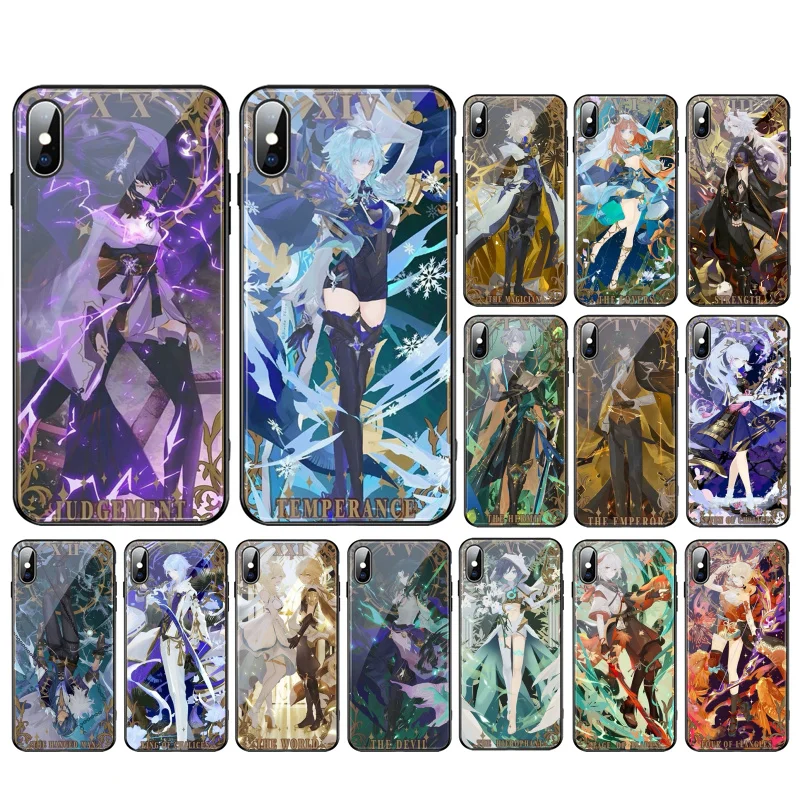 

Genshin ImpactGlass phone case For iphone 15 14 13 Pro Max 12 11 Pro Max XS Mobile Phone Case Funda