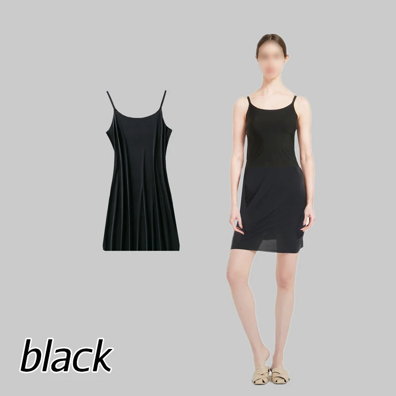 Women Elastic Silky Underdress Spaghetti Strap Dress Slips Summer Ultra-thin Seamless Nightdress Soft Short Petticoat Underskirt petticoat skirt half slip skirt women full slip dress