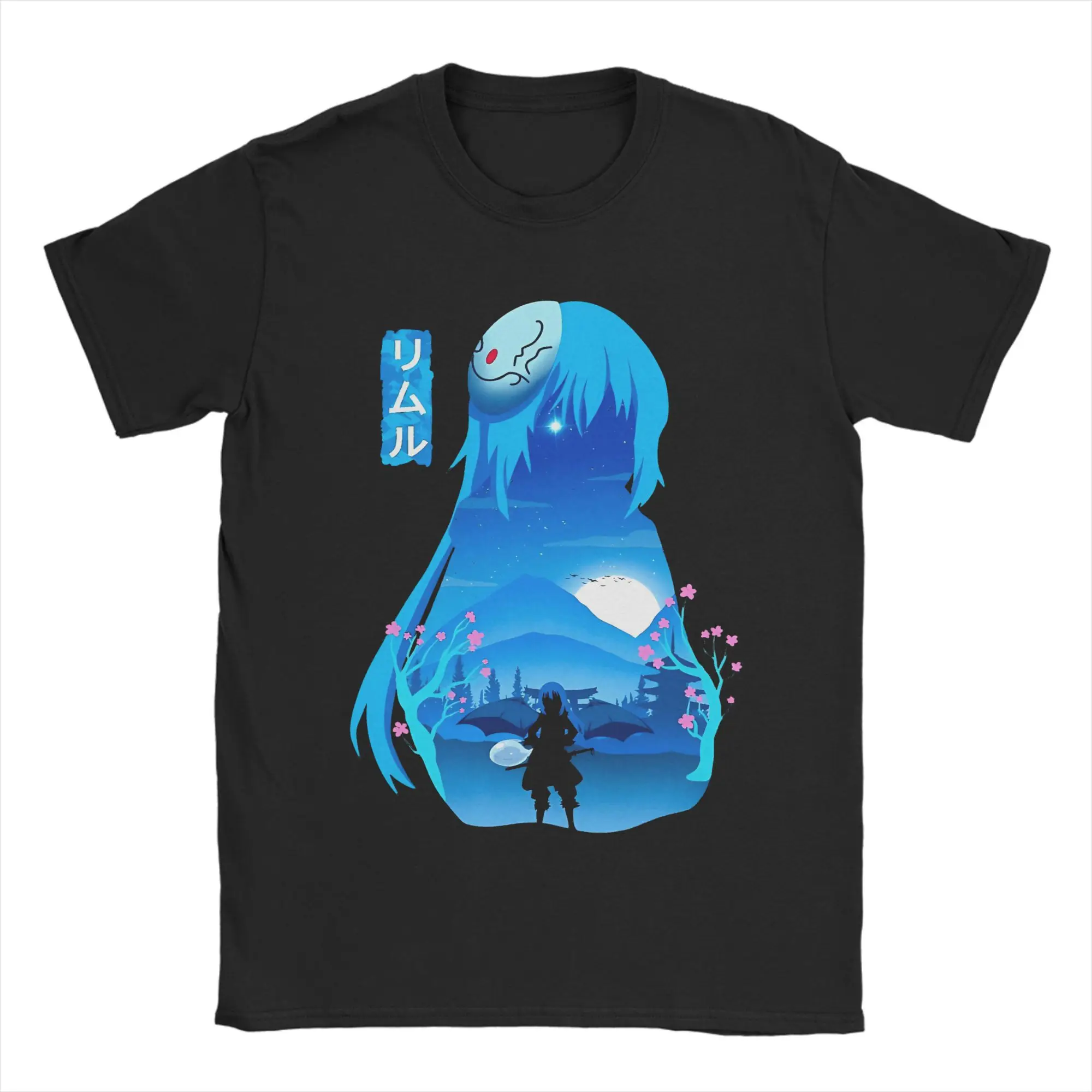 Rimuru Tempest Negative Space T-Shirt Sommer That Time I Got Reincarnated as a Slime T-Shirts Herren 100 % Baumwolle O-Ausschnitt Kleidung
