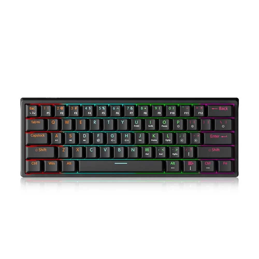 Mechanical Keyboard USB Gaming Red Switch 61 Keys Wired Detachable Cable RGB Backlit Hot Swappable mechanical keyboard