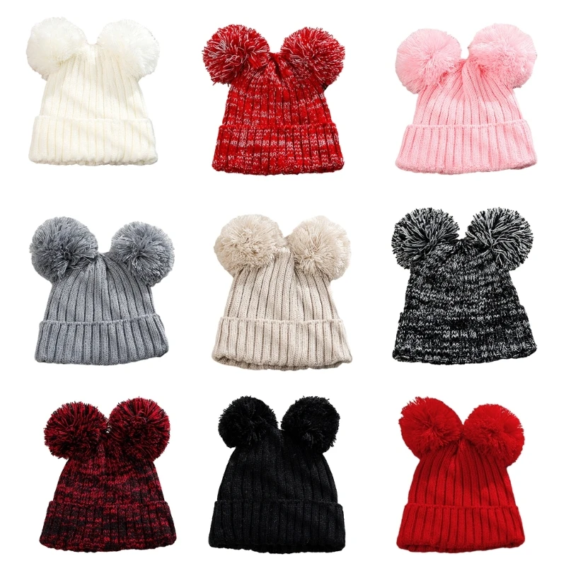 

N80C Lovely Pom Pom Cap Breathable Child Bonnet Hat for 1-6 Years Infants