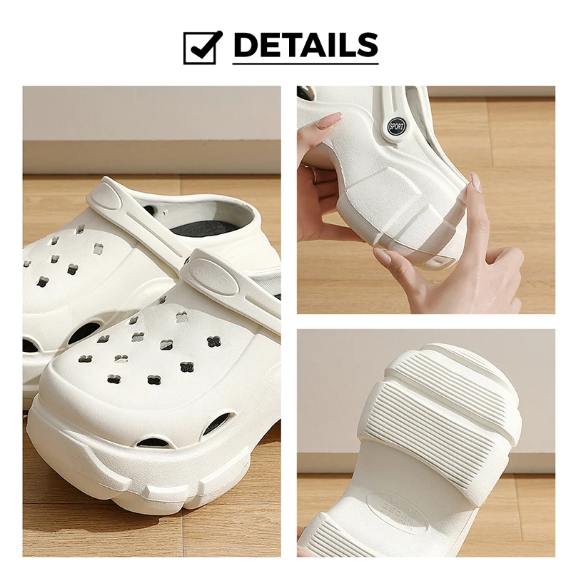 2024 New Sandals DIY Cute Cartoon Clogs Women Mules 7cm Platform Beach Slippers Cave Hole Female Garden Shoes For Students Girls 3