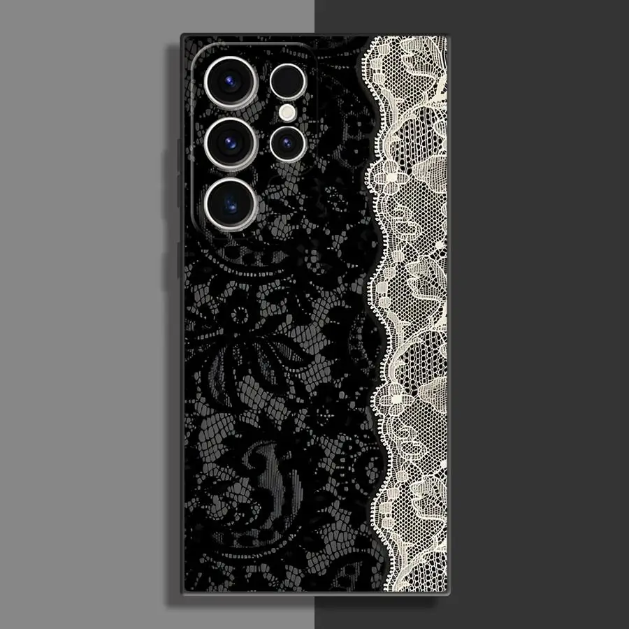 Elegant Black Lace Phone Case - Sleek and Stylish Protective Cover