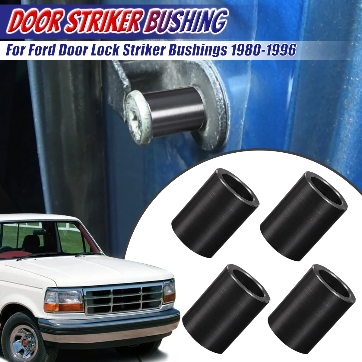 4 قطعة مجموعة قفل الباب البطانات المهاجم المضادة للتصادم الغطاء الواقي لفورد F100 F150 F250 F350 برونكو موستانج الحارس 1980-1996
