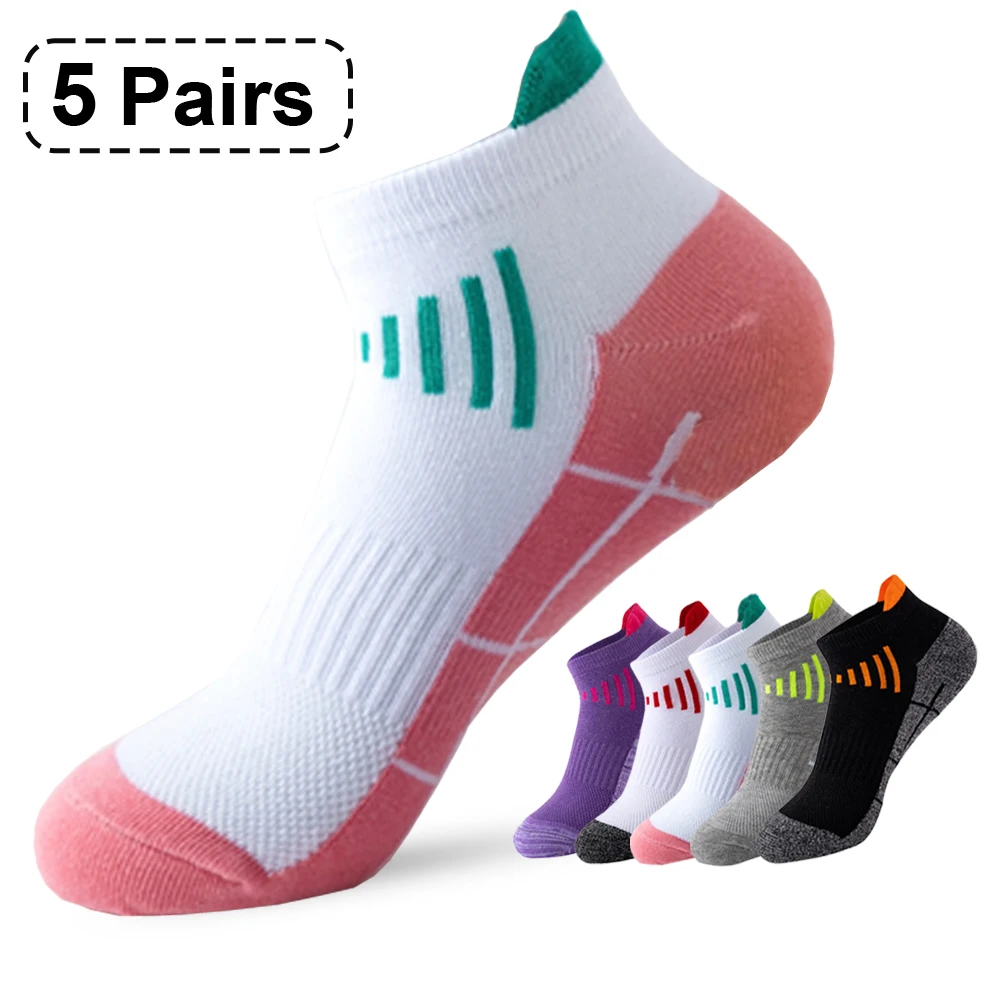 

5 Pairs Women Non-slip Sport Socks Athletic Breathable Outdoor Basketball Fitness Running Socks Men And Deodorous Men Ankle Sock