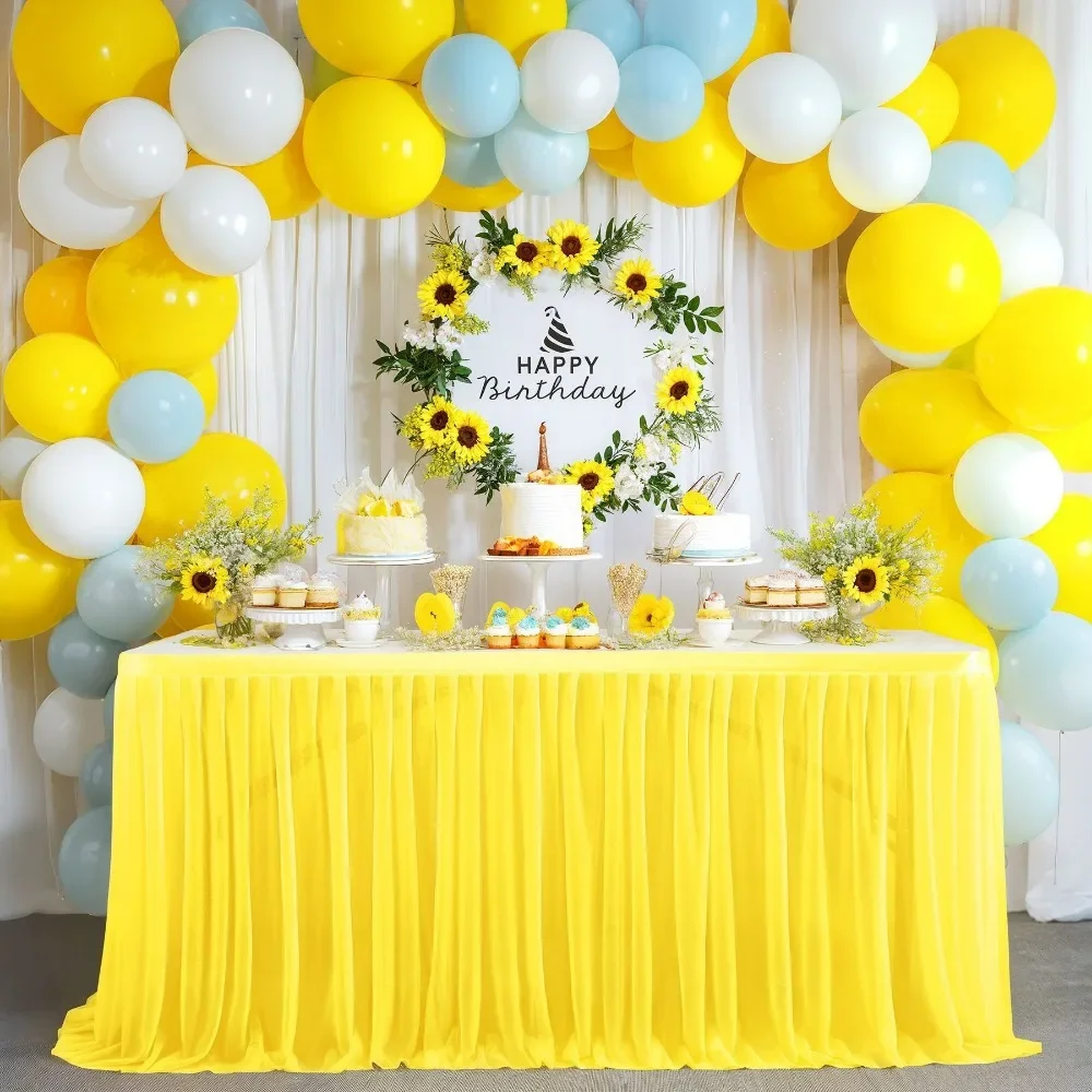 Arty Table Skirting 4FT/6FT/9FT/14FT Dining TableSkirt for Wedding Festive Party Dessert Banquet Table Decor Tulle Skirt