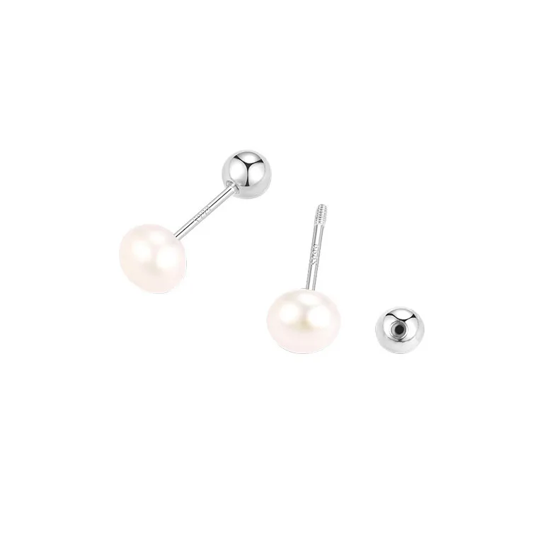 INZATT 패션 여성을위한 진짜  라운드 진주 구슬 스터드 귀걸이 클래식 파인 쥬얼리 미니멀리스트 액세서리