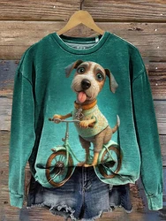 Oil Dog Print Sweatshirt For Women 3D print Loose O-Neck Long Sleeve Hoodies Fall Fashion Casual Pullover Kawaii Woman Clothing