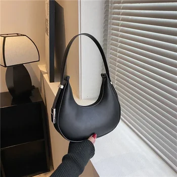 Fashion Luxury Design PU Leather Hobo Shoulder Bag Women Small Clutch Handbag Purse Female Underarm Bag Travel Totes