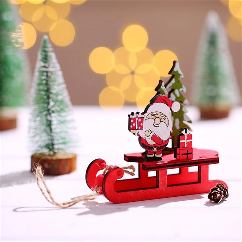 

DIY Wooden Santa Claus Snowman Elk Decor Christmas Tree Ornaments Hanging Pendants Garland Christmas Decorations For Tree Gift