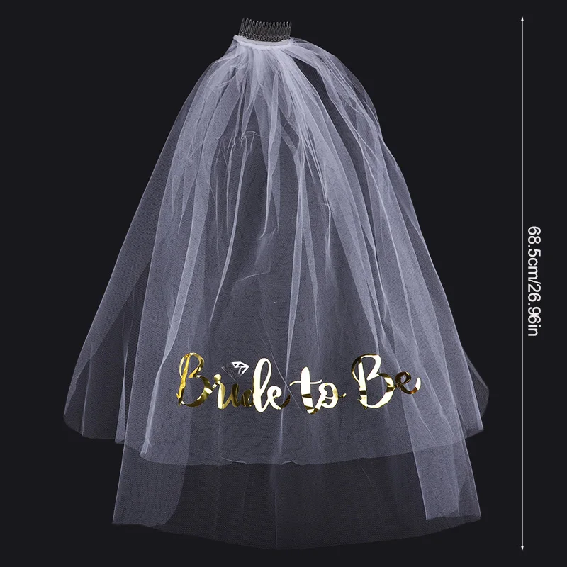 Bride To Be White Veil with Comb Bridal Shower Wedding Decoration Bachelorette Party Hen Night Supplies Bride Hair Accessories