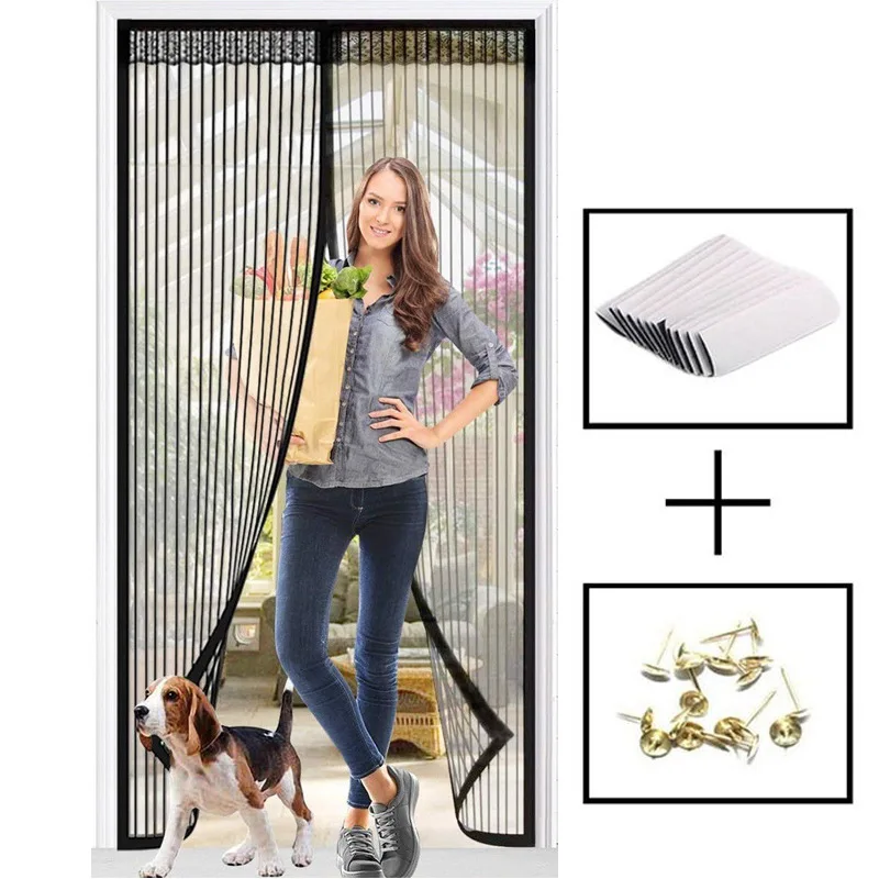 Summer Mosquito Fly Proof Curtain Magnetic Mesh Door Curtain For Kitchen Living Room Bedroom