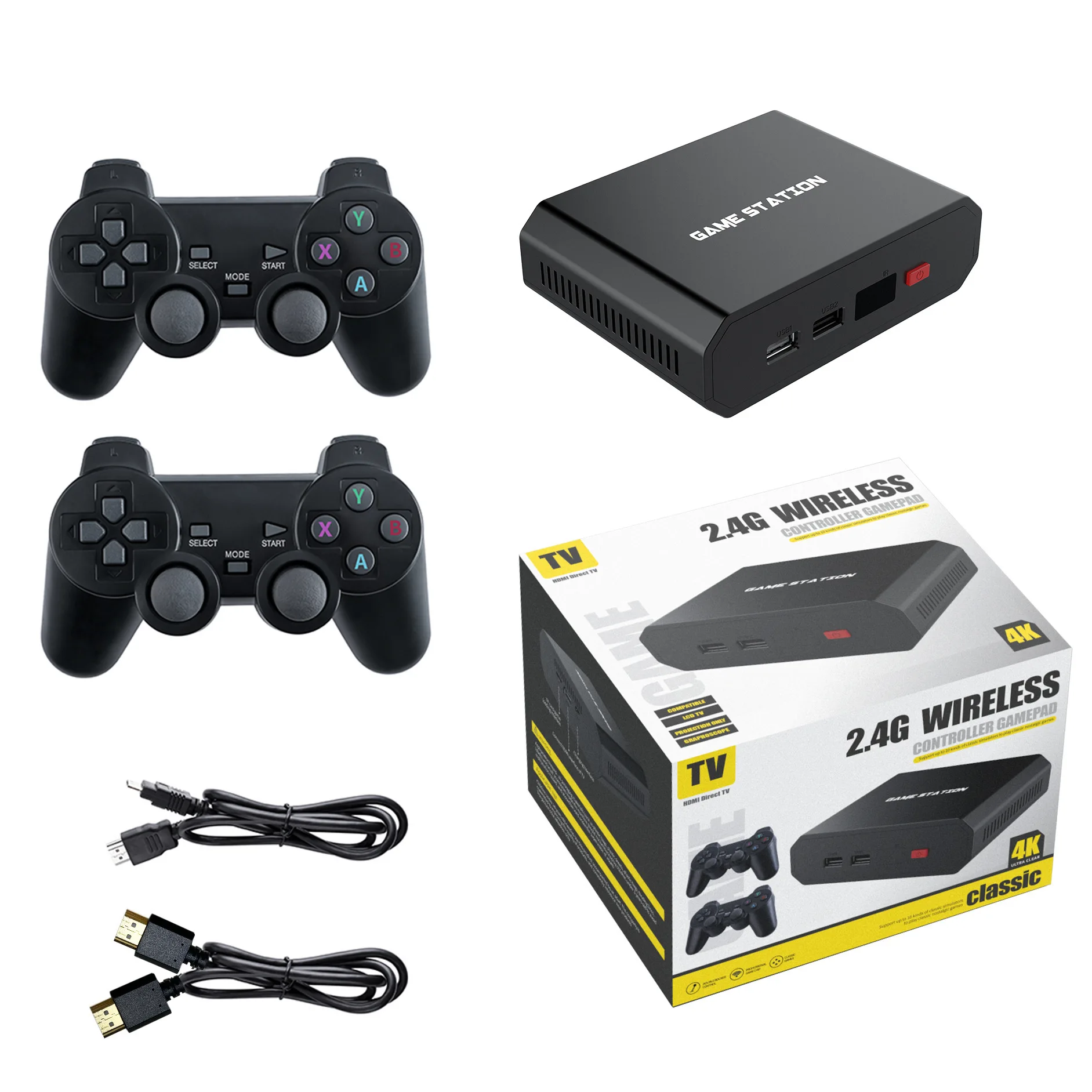 Video Game Retro 64gb 30 mil jogos 2 controles sem fio hdmi vários consoles