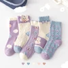5 Pairs/Lot Cute Rabbit Bow Children Socks Summer Breathable Mesh Girls Middle Tube Socks Kids Casual Cotton Socks 1