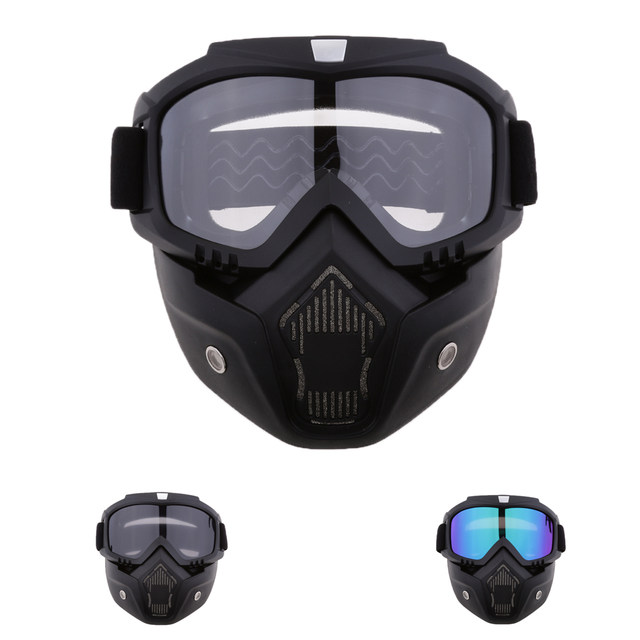 Motorcycle Riding Protector Helmet Goggles Detachable Face Mask