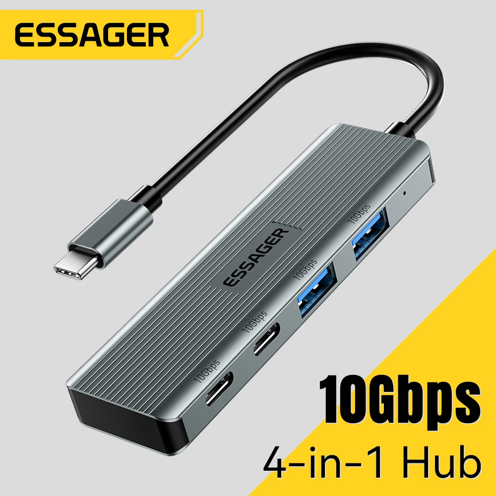 USB C Hub 4 Ports USB Type C to USB3.2 Gen2 Hub Splitter Adapter 10Gbps usb hub adapter usb hub converter for MacBook Pro Air iPad Pro Laptop Desktop PC