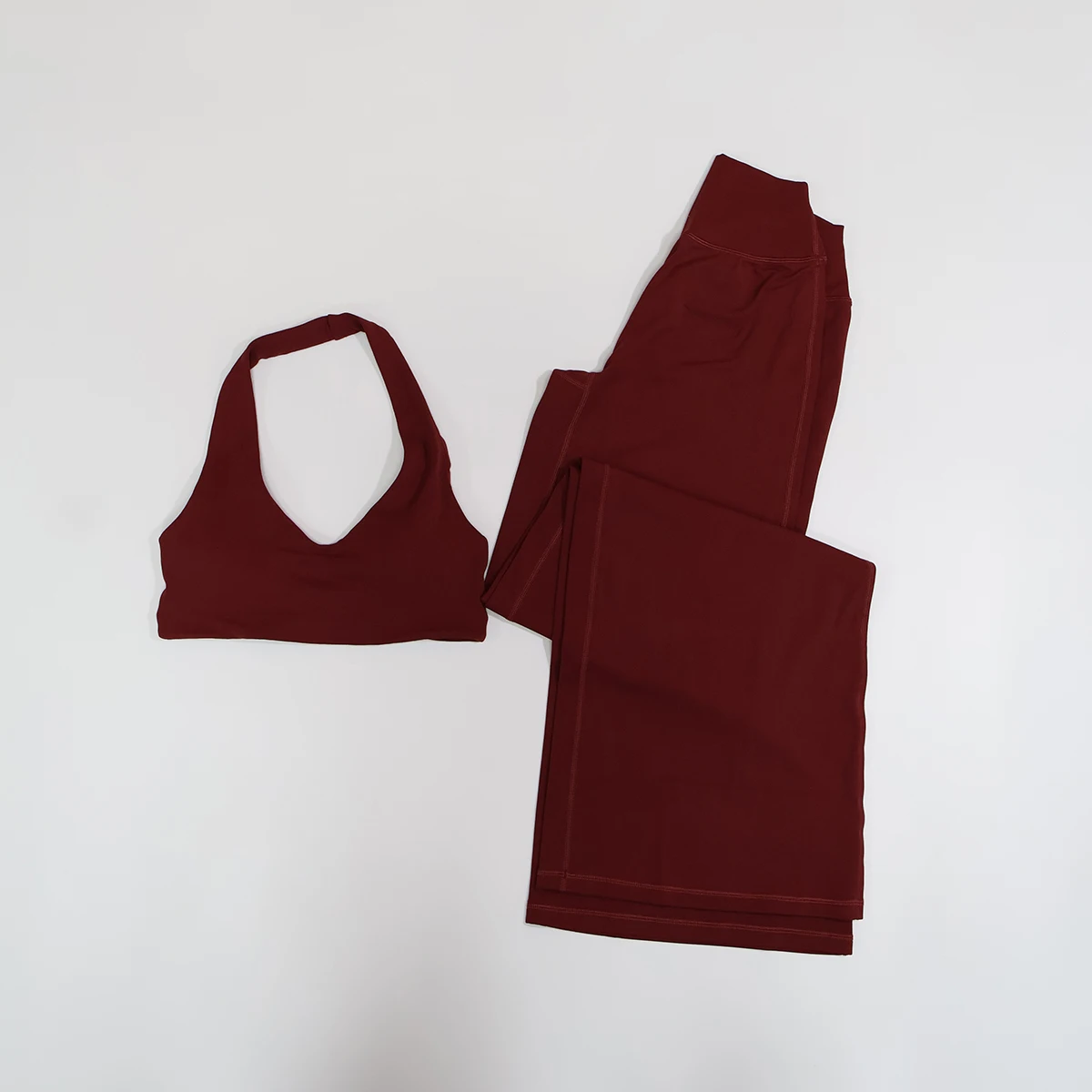 Sommer 2-teiliges Damen Schnelltrocknendes Trainingsset U-Ausschnitt Sport-BH Yoga-Top mit Weiten Geraden Hosen Fitness Workout-Set – Detail 18