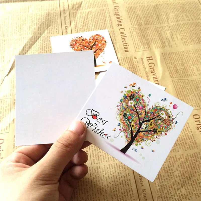 50Pcs Gift Card Best Wishes Colorful Love Tree Birthday Greeting Cards Christmas Wedding Party Postcard Small Business Supplies