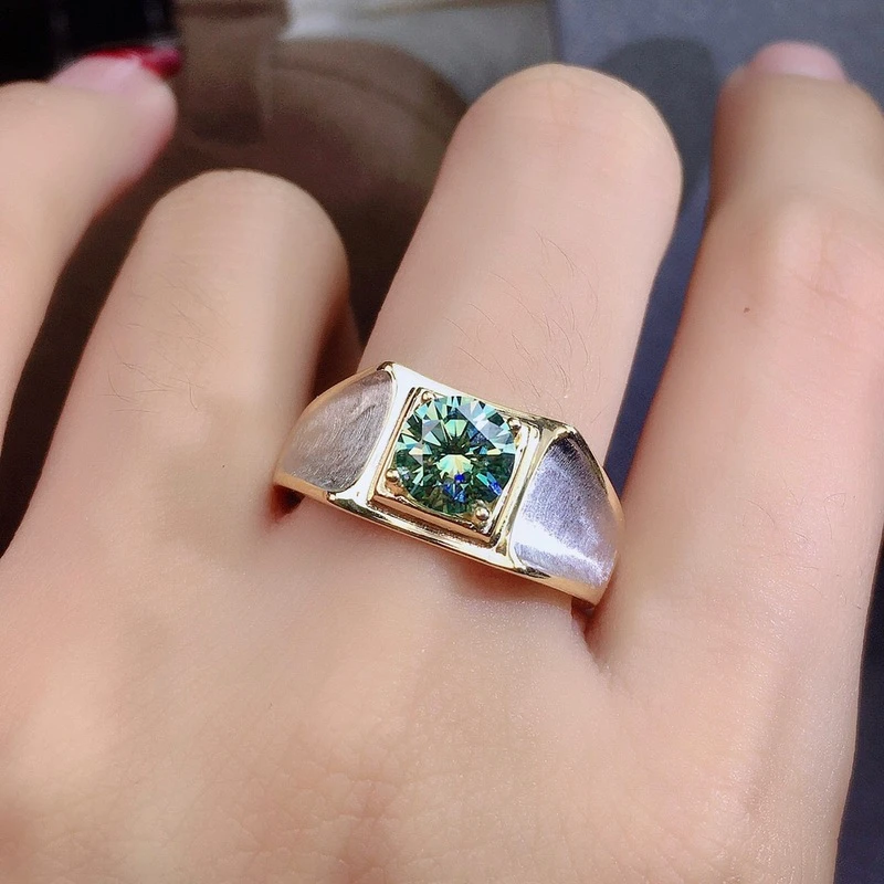 

Luxury Green 1 Carat Moissanite Ring Diamond Engagement Rings Bridal 925 Sterling Silver Women's High Jewelry Men's Ring