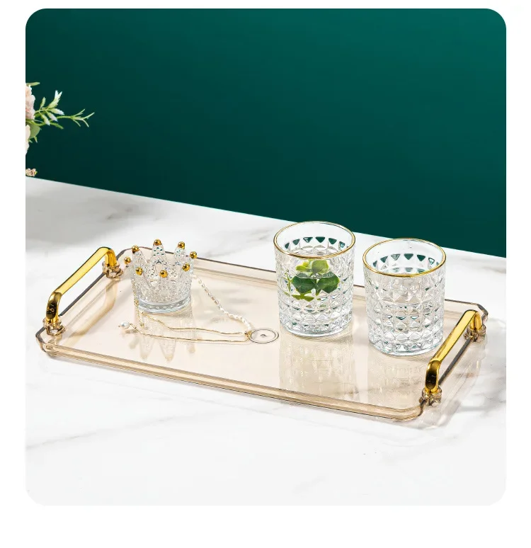 Rectangular Tray, Light Luxury European Style Household Tea Cup, Water Cup, Tea Plate, Plastic Handle Plate In Beauty Salon 5