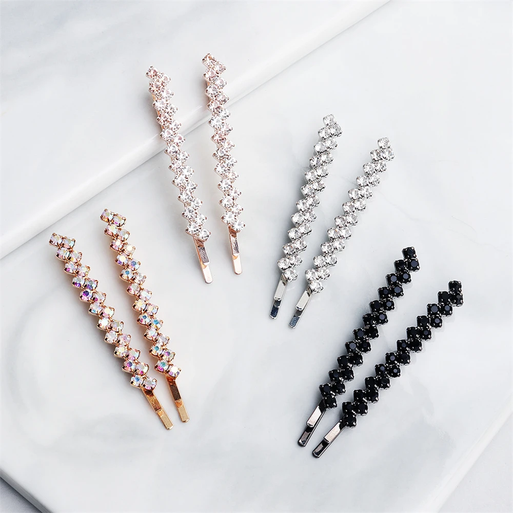Ein Paar ein Wort Clip Damen Glitzer Strass Haarnadeln Mädchen Haarklammern Frisur Frauen Bobby Pins Styling Haarschmuck – Detail 2
